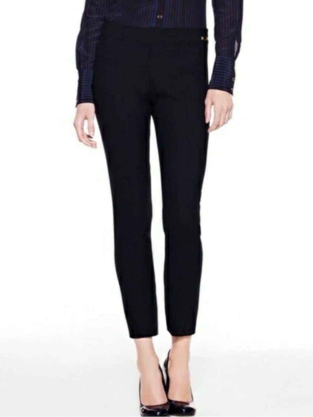 TORY BURCH Azalea Black Slim Ankle Pants Wool blend